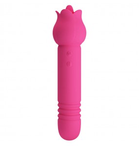 PRETTY LOVE - Chaley Tongue Licking Thrusting Vibration Massager (Chargeable - Red Rose)